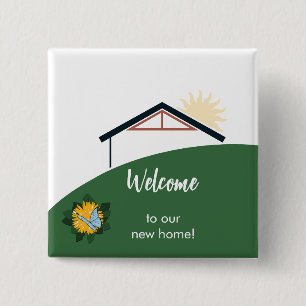 Badge Carré 5 Cm Papillon Pissenlit Moderne Bienvenue Chez Nous