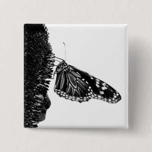 Badge Carré 5 Cm papillon timide blacq