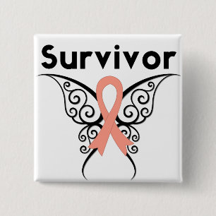 Badge Carré 5 Cm Papillon utérin de tribal de survivant de Cancer