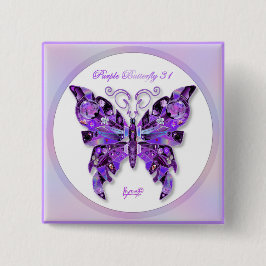 Badge Carré 5 Cm Papillon violet 31 Bouton