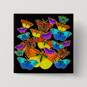 Badge Carré 5 Cm Papillons ! Papillons !  Bouton
