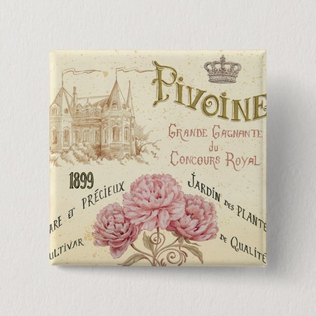 Badge Carré 5 Cm Paquet floral de graine (Devant)