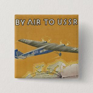 Badge Carré 5 Cm Par avion vers l'URSS