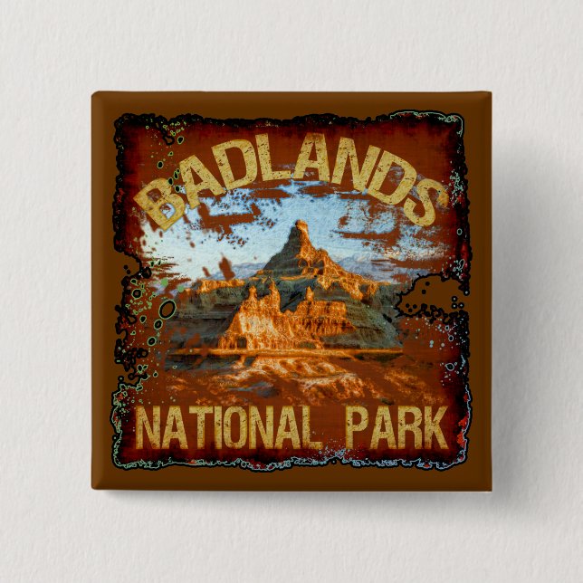 Badge Carré 5 Cm Parc national de bad-lands (Devant)