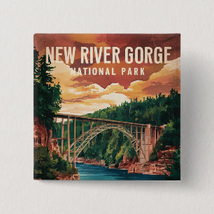 Badge Carré 5 Cm Parc national de New River Gorge et réserve