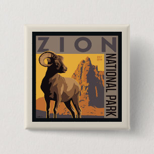 Badge Carré 5 Cm Parc national de Zion Ram