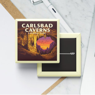 Badge Carré 5 Cm Parc national des Cavernes de Carlsbad vintages