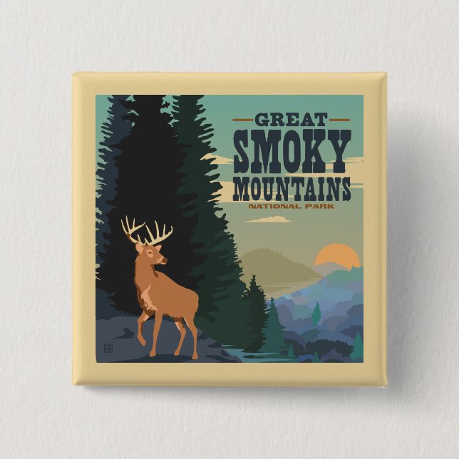 Badge Carré 5 Cm Parc national des Great Smoky Mountains (Devant)