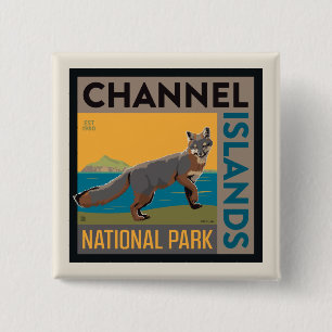 Badge Carré 5 Cm Parc national des îles Channel   Fox