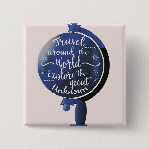 Badge Carré 5 Cm Parcourir le monde Explorez le grand inconnu