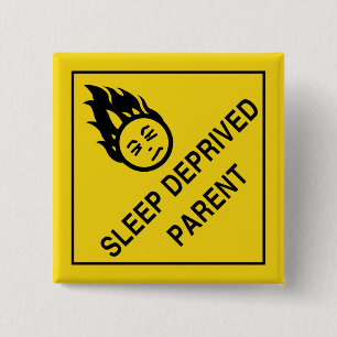 Badge Carré 5 Cm Parent déshérité par sommeil