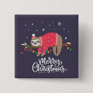 Badge Carré 5 Cm Paresse de Joyeux Noël