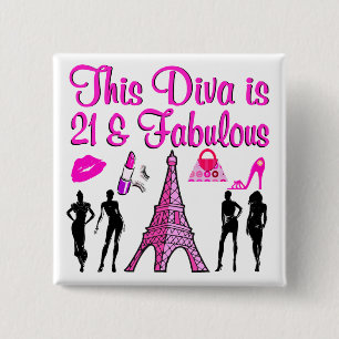 BADGE CARRÉ 5 CM PARIS AMOUREUX DE 21 ANS