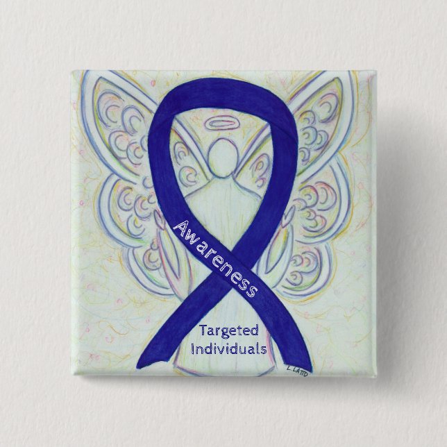 Badge Carré 5 Cm Particuliers Ciblés Sensibilisation aux anges Épin (Devant)