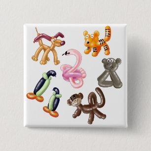 BADGE CARRÉ 5 CM PARTIE D'ANIMAL DE BALLON