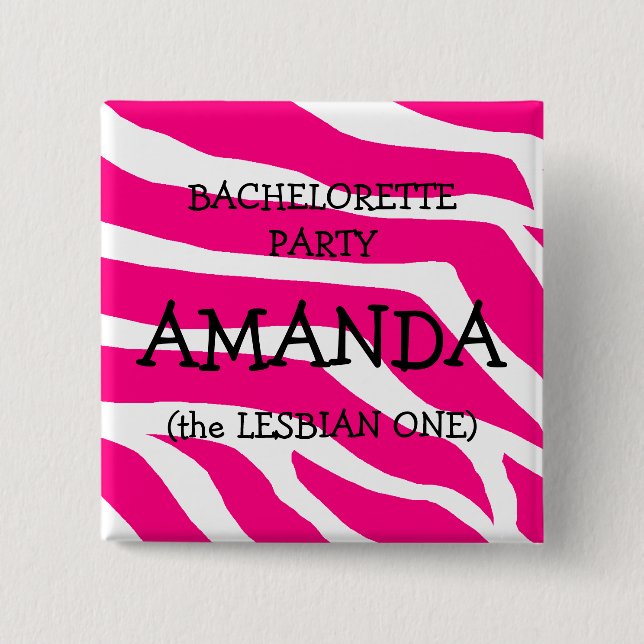 Badge Carré 5 Cm Partie de Bachelorette la lesbienne (Devant)