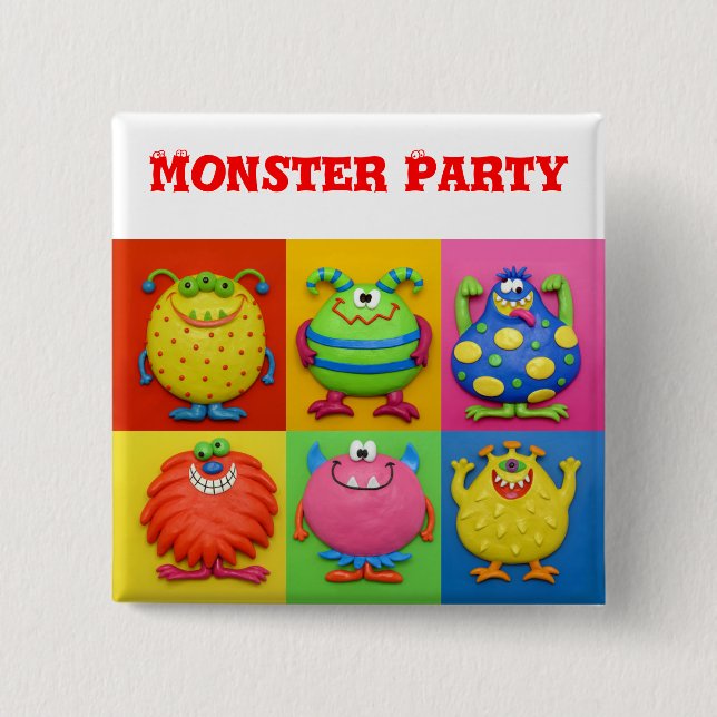 Badge Carré 5 Cm Partie de monstre (Devant)
