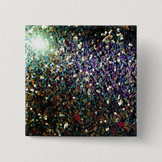 Badge Carré 5 Cm Parties scintillant comète et étoiles (Devant)