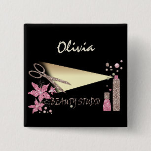 Badge Carré 5 Cm Parties scintillant Styliste cheveux brillant cise