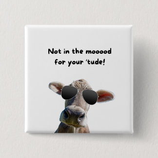Badge Carré 5 Cm Pas dans le bouton Vache d'humeur