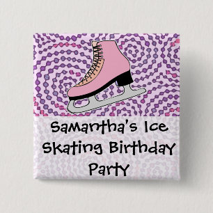 Badge Carré 5 Cm Patinage sur glace, Patinage rose