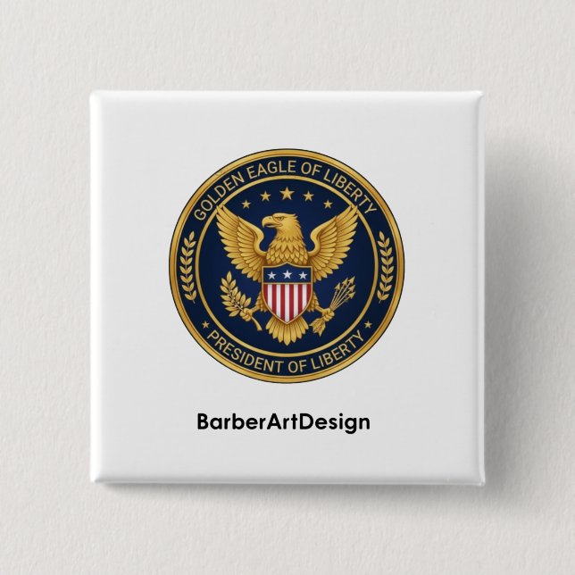 Badge Carré 5 Cm Patriotic Barber Unity Shield - Professional Round (Devant)