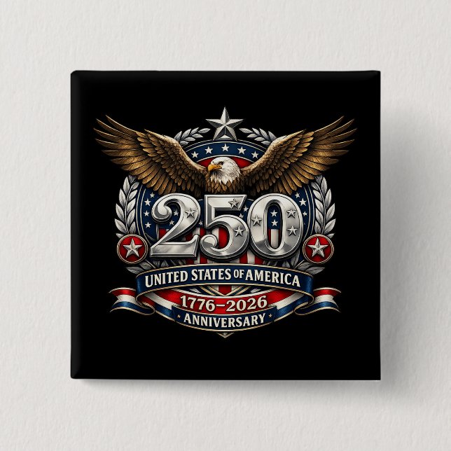 Badge Carré 5 Cm Patriotic Silver Semiquincentennial Emblem (Devant)