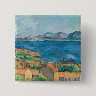 Badge Carré 5 Cm Paul Cezanne - Baie de Marseille, vue d'Estaque