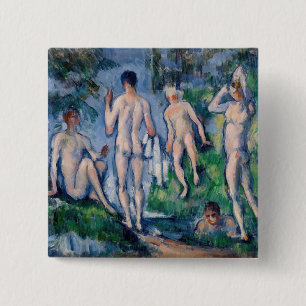 Badge Carré 5 Cm Paul Cezanne - Groupe de Baigneurs