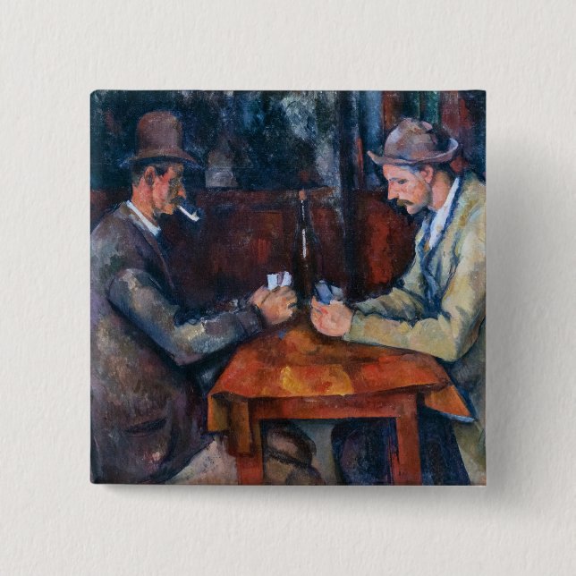 Badge Carré 5 Cm Paul Cezanne - Les Joueurs De Cartes (Devant)