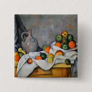 Badge Carré 5 Cm Paul Cezanne - Rideau, cruchon et compotier