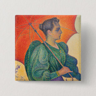 Badge Carré 5 Cm Paul Signac - Femme à l'ombrelle