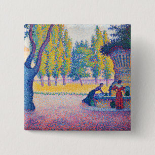 Badge Carré 5 Cm Paul Signac - Fontaine des Lices, Saint-Tropez