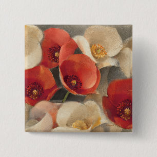 Badge Carré 5 Cm Pavots en pleine floraison