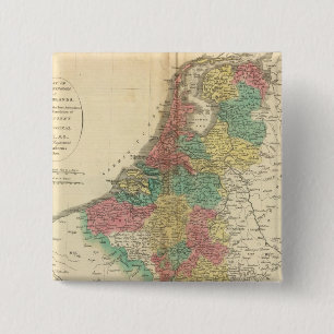 Badge Carré 5 Cm Pays-Bas, carte de l'Atlas bélial