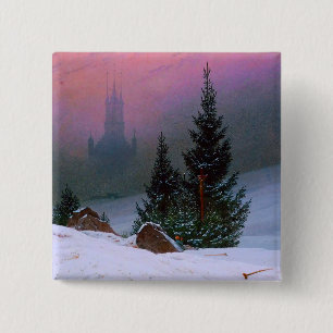 Badge Carré 5 Cm Paysage d'hiver Caspar David Friedrich
