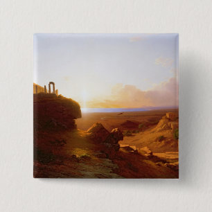 Badge Carré 5 Cm Paysage romantique, 1860