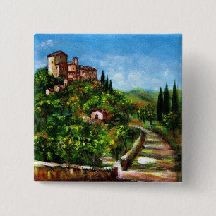BADGE CARRÉ 5 CM PAYSAGE TOSCANE 3