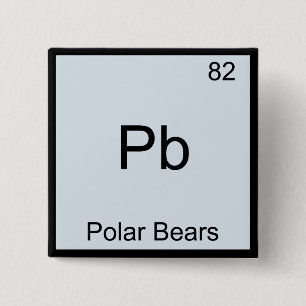 Badge Carré 5 Cm Pb - Ours Polaires Symbole de l'élément de chimie 