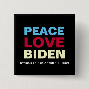 Badge Carré 5 Cm PEACE LOVE BIDEN Carré plus intelligent