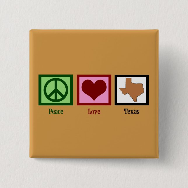Badge Carré 5 Cm Peace Love Texas (Devant)