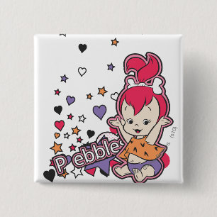 Badge Carré 5 Cm PEBBLES™ Coeur pourpre