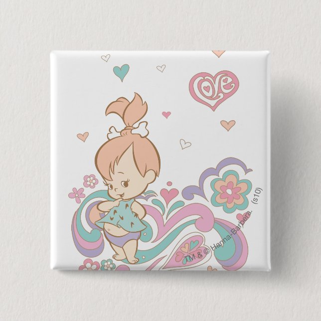 Badge Carré 5 Cm PEBBLES™ Love (Devant)