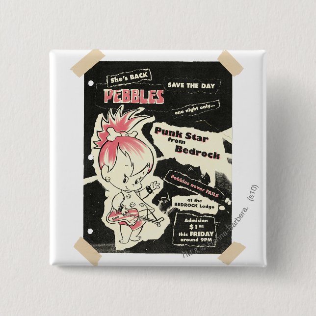 Badge Carré 5 Cm PEBBLES™ Punk Rock Legend (Devant)