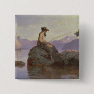 Badge Carré 5 Cm Pêche