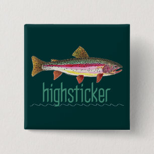 Badge Carré 5 Cm Pêche à la mouche à l'autocollant