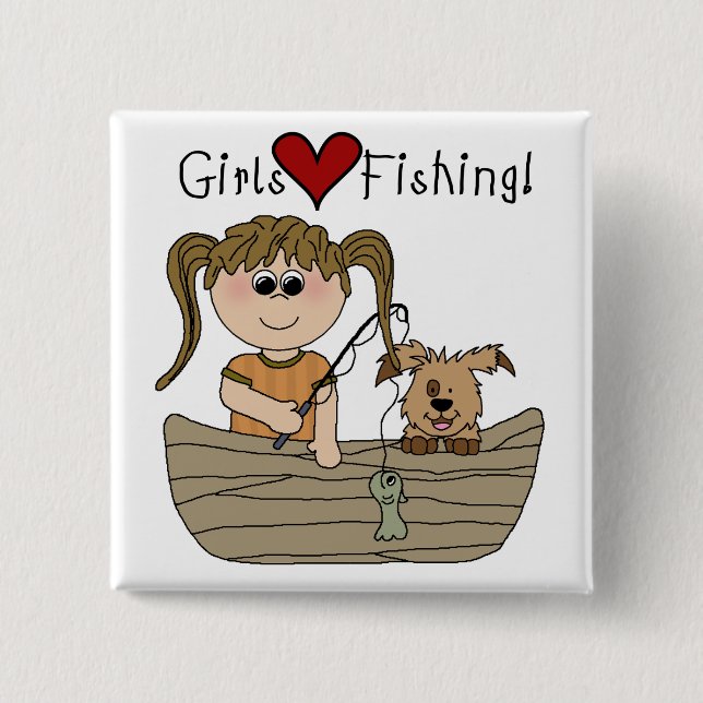 Badge Carré 5 Cm Pêche d'amour de filles (Devant)