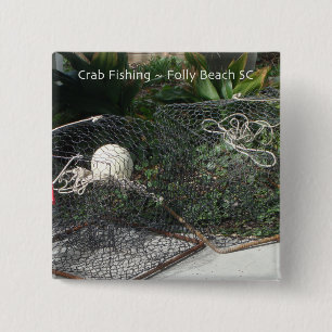 Badge Carré 5 Cm Pêche de crabe