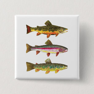 Badge Carré 5 Cm Pêche de truite
