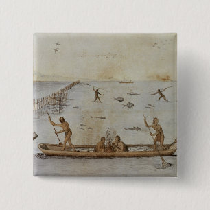 Badge Carré 5 Cm Pêche d'Indiens